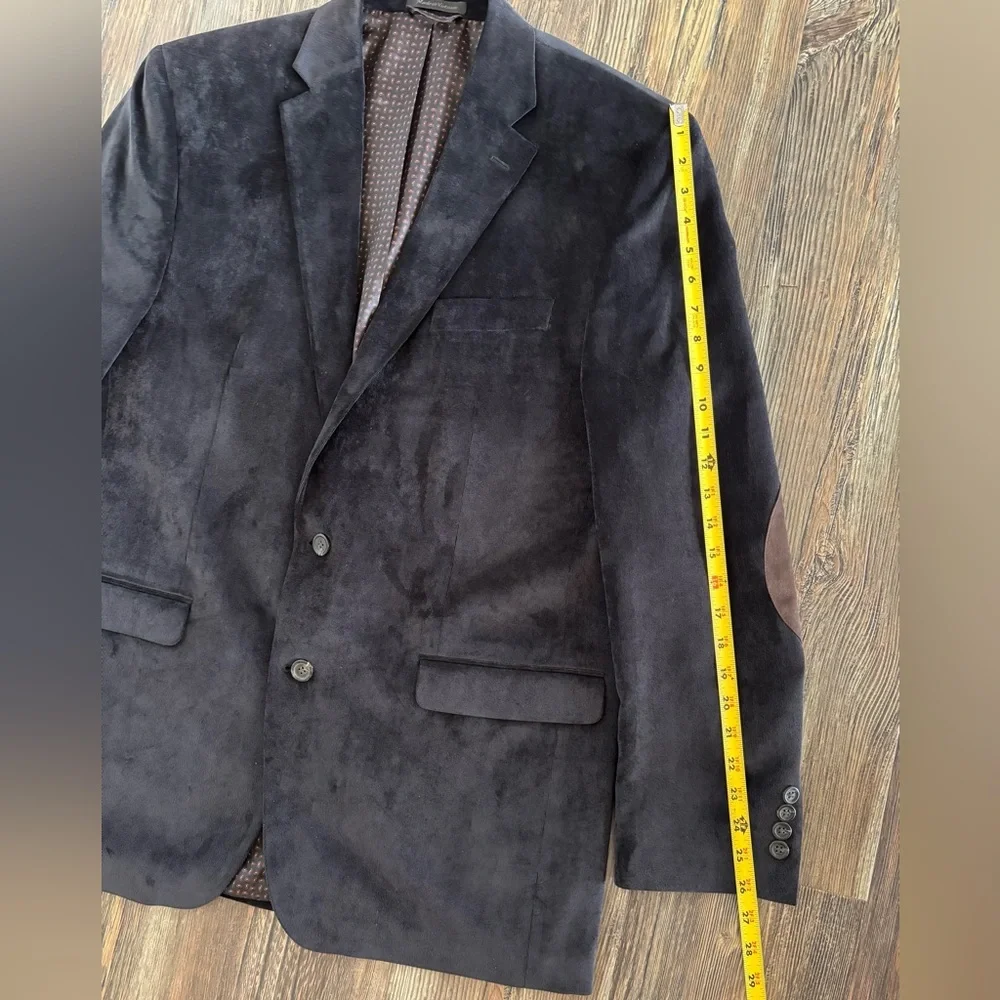 Chaps Corduroy Blazer Sports Coat Mens 44L Elbow Patches Black Paisley Lining